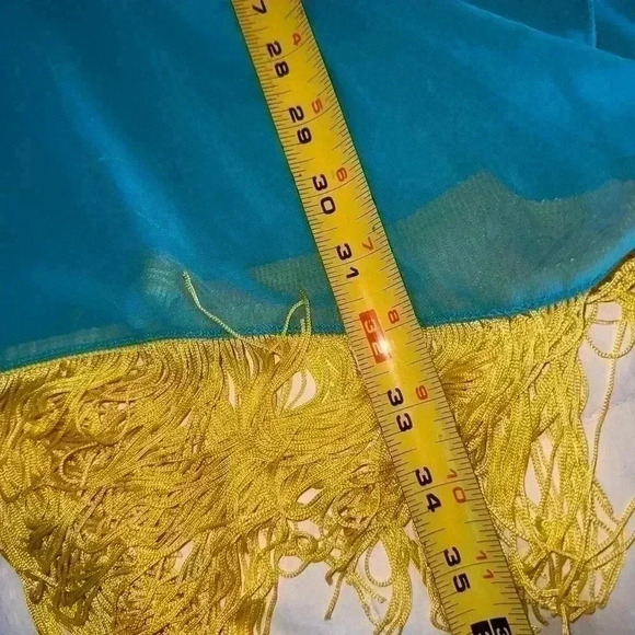 Lularoe Large Monroe kimono - turquoise blue & yellow fringe. NWT.‎ Boho! - Picture 4 of 5